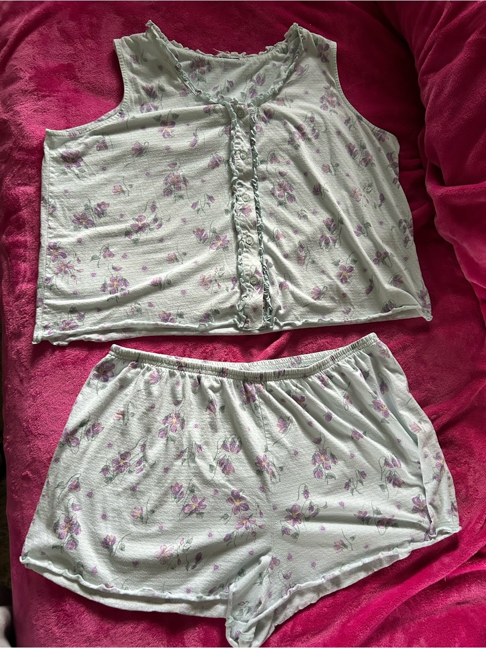 Gray Floral Sleeveless Pajama Set